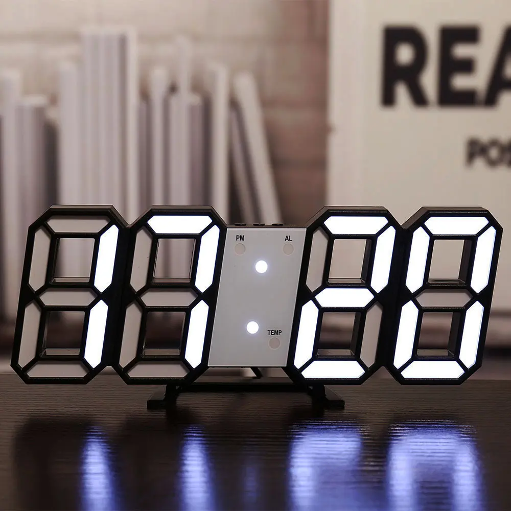 China Factory Price 3D Led Clock Alarm Clock Desk Wall Time/Temperature/Date Display Clock