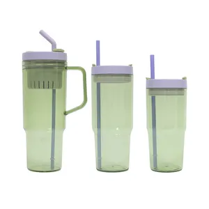 40oz BPA-Free Plastic Tumbler Car Mug Handle Straw Lid Double Wall Infuser Custom Logo Drink Water Bottle