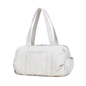 Customized White Canvas Weekender Gym Travel Duffel Tote Bag