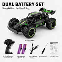 Voiture RC tout-terrain 2.4GHz 2WD télécommandée avec deux batteries, amortisseurs et pneus en caoutchouc
