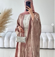 2024 새로운 EID 카디건 두바이 아바야 시니 폴리에스터 이슬람 아바야 여성 원피스 배트윙 소매 두바이 가운 카프탄 드레스