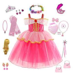 <span class=keywords><strong>Belle</strong></span> <span class=keywords><strong>au</strong></span> <span class=keywords><strong>bois</strong></span> <span class=keywords><strong>dormant</strong></span> princesse Aurora Costume filles fête d'anniversaire habiller hors épaule dentelle cadeau de noël tenues de fête fantaisie - Product Image 1