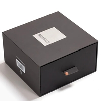 Boîtes cadeaux de luxe noires personnalisées, type tiroir, pour bijoux, lunettes de soleil, outils, avec emballage en papier coulissant et séparateur.