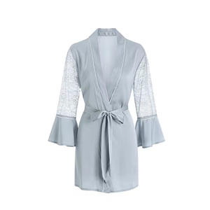Peignoir sexy en soie glacée, <span class=keywords><strong>robe</strong></span> de nuit dos nu - Product Image 2