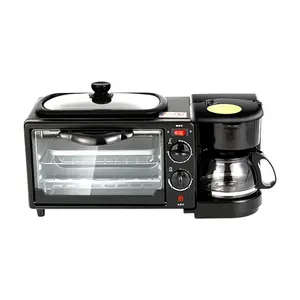 Sıcak sale3 in 1 kahvaltı makinesi kahve makinesi & tost & kızartma tavası elektrikli fırın fırın pan pot epot mikrodalga ile