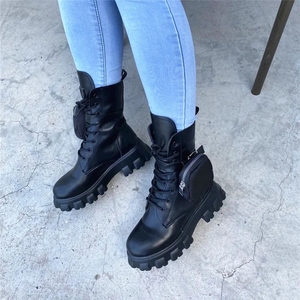 Botas de moto de bolsillo para Mujer, suela gruesa con cordones de zapatos de plataforma, color negro, <span class=keywords><strong>2020</strong></span> - Product Image 4