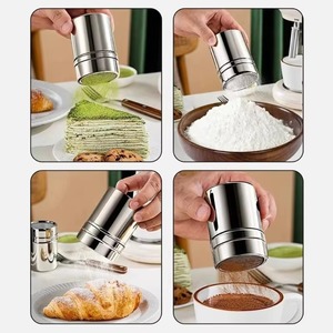 Saupoudreuse à poudre en acier inoxydable avec couvercle, saupoudreuse à mailles pour cacao, café, pâtisserie, desserts, cuisine, gadget de cuisine - Product Image 2