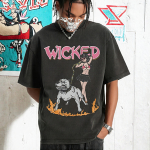 Vintage Wash Heavyweight Cotton <b>T</b> <b>Shirt</b> Men Retro Graphic Tee Casual Streetwear <b>Festival</b> Wear - Product Image 2