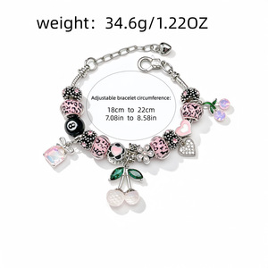 Joias Fanhua, Bracelete em Aço Inoxidável à Prova d'Água, Banho de Ouro, Coração Iridescente com Bola 8, Vendas Quentes no Tiktok - Product Image 5