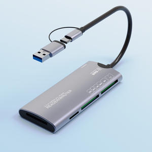 เครื่องอ่านการ์ดสำหรับแล็ปท็อป USB-C อะลูมิเนียมอัลลอย6ชนิดความเร็วสูง USB3.0ตัวอ่านการ์ด <span class=keywords><strong>SD</strong></span> <span class=keywords><strong>XD</strong></span> TF CF <span class=keywords><strong>MS</strong></span> M2การ์ดและการติดตั้งภายนอก - Product Image 2