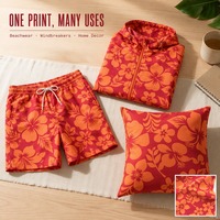 Tissu sergé imprimé numérique effet peau de pêche 115GSM 75D*150D en microfibre douce, coupe-vent et respirant pour shorts de plage, robes et vêtements