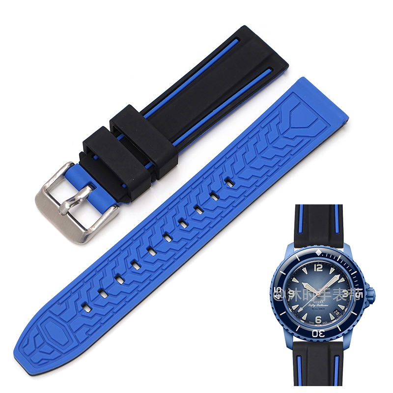 สีดำ &amp; น้ำเงิน + หัวเข็มขัดเงิน