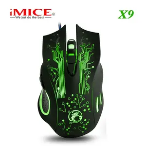 Imice X9เมาส์แบบมีสายแบบตรง, เมาส์แบบมีสายสีสดใสเกม E-Sports LOL dpi 2400ไฟ LED 6ปุ่ม