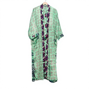 Kimono de Talla Única con Estampado Floral Vintage, Saari de Seda con Parches, Elegante y Casual, con Cierre de Cordón, Suave, Transpirable y Sexy, de Longitud Completa - Product Image 1