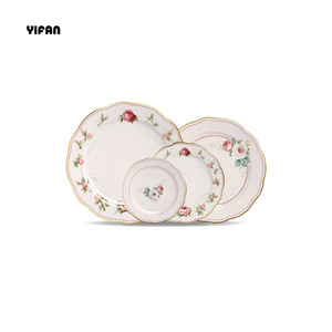 Wholesale <strong>Bone</strong> <strong>China</strong> Dishes <strong>Set</strong> Luxury Rose Plate <strong>Set</strong> Dinnerware Wedding <strong>Dinner</strong> <strong>Set</strong> for Event&amp;Rental - Product Image 2