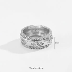 Bague FUAMAY avec pierres CZ, plaquée or 18 carats/rhodium, en cuivre blanc et laiton, bijoux fins bohèmes en gros pour la vente en gros aux marques - Product Image 4