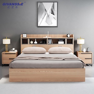 Hot Selling Modern Solid Wood <b>Double</b> <b>Bed</b> Design With <b>Storage</b> and Lamp Eco-Friendly & <b>Double</b> <b>Bed</b> Design - Product Image 4