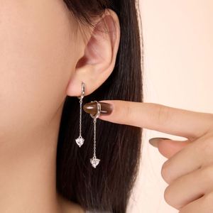 Dylam Elegance Design Fine Jewelry Earrings 925 <b>Silver</b> Dangle Tassel Love Heart 5A Zirconia <b>Hoop</b> Earrings for Women Daily Wear - Product Image 3