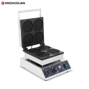 Nieuwe commerciële elektrische mini-wafelmaker van roestvrij staal en cakebakmachine met <span class=keywords><strong>4</strong></span> roosters en antiaanbaklaag - Product Image 4