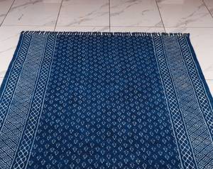 Tapis Kilim en coton indigo bleu tissé à la main, tapis de style bohème fait main, tapis de sol, décoration intérieure - Product Image 5