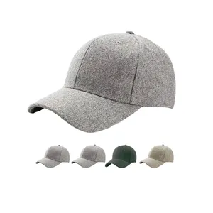 Custom Logo Winter Warm Unisex Outdoor Running Baseball Hat Woolen Blank Sports Wool Baseball Cap Hat For Men