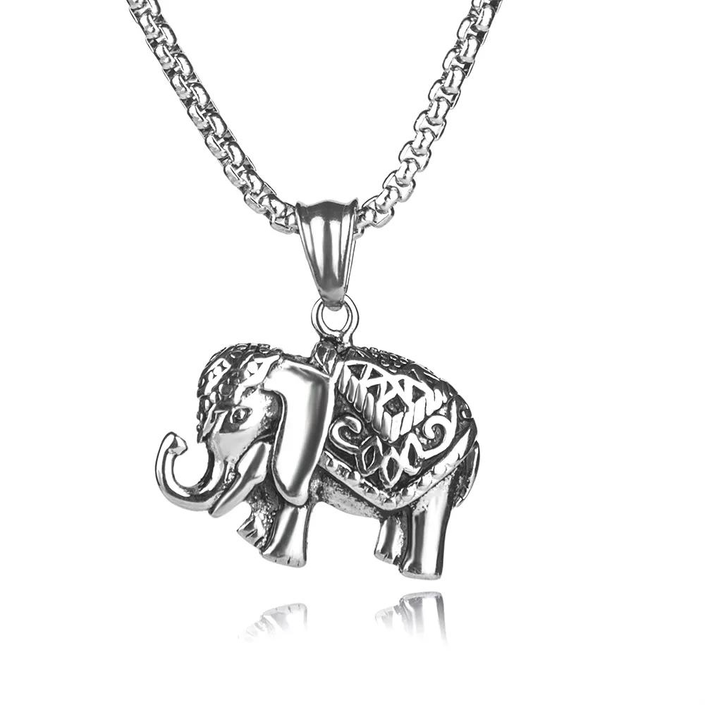 Colliers éléphant en acier en titane, collier en acier inoxydable, zodiaque, Animal de bon augure, amulette rétro, Talisman, bijoux, 2023