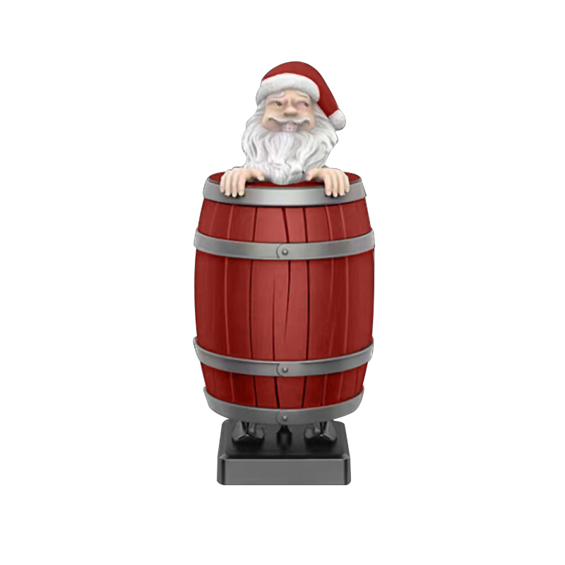 Funny Santa Claus Cigarette Box Dispenser in Wooden Barrel