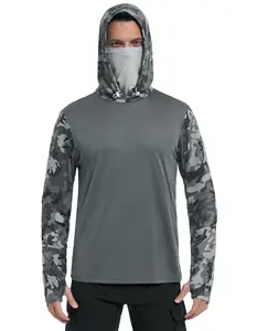 Custom Groothandel Lange Mouw Gezichtsmasker Gesublimeerd Bedrukt Uv Upf 50 Snel Droog Prestatie Vissen Shirt