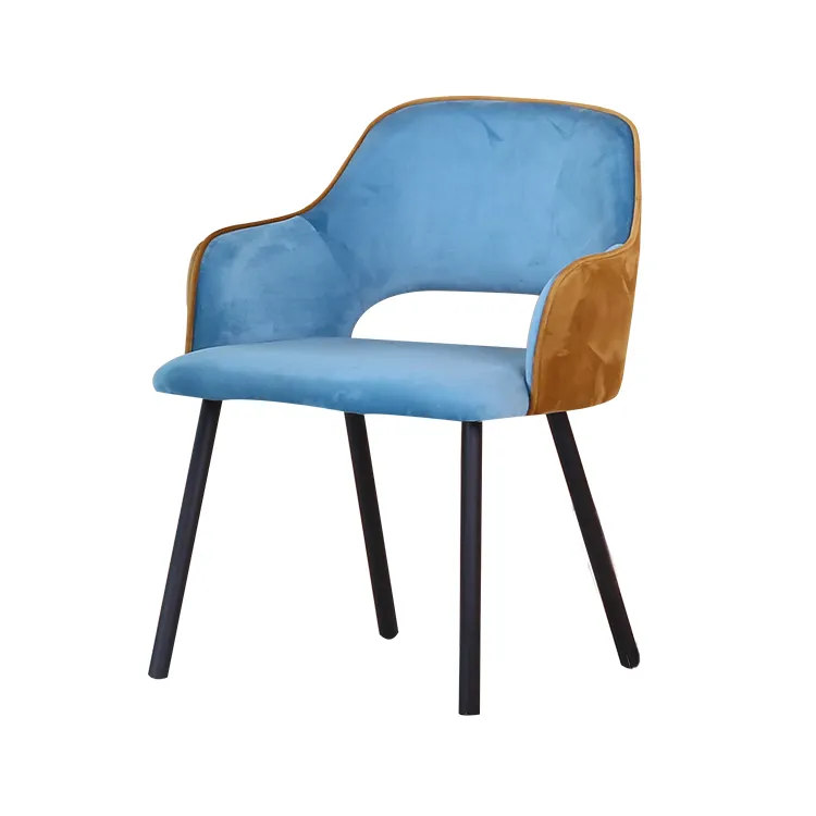 Cheap modern new design velvet comfortable high quality black powder coated legs dining room chair