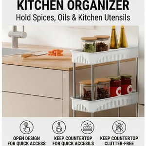 Étagère de rangement coulissante latérale pour réfrigérateur, chariot de cuisine multifonctionnel pour optimiser l'espace dans les espaces étroits - Product Image 3