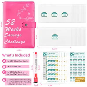 Manufacturer customzeble wholesale price newest challenge plan 52 weeks saving binder with envelopes