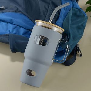 Commute Iced Coffee Glass Mug 32oz Multi Tone Silicone Wrap High Borosilicate Glass Sealed Bamboo Lid Reusable Metal Straw Kit - Product Image 3