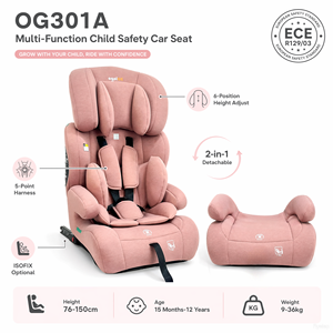 Siège auto bébé OG301A certifié ECE R129, 76-150 cm, siège <span class=keywords><strong>rehausseur</strong></span> enfant, ISOFIX en option, harnais de sécurité 5 points, siège auto enfant - Product Image 1