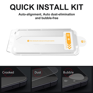 Protection d'écran en verre trempé de qualité supérieure sur mesure OEM pour iPhone 15 avec kit d'alignement automatique et kit d'installation rapide - Product Image 2