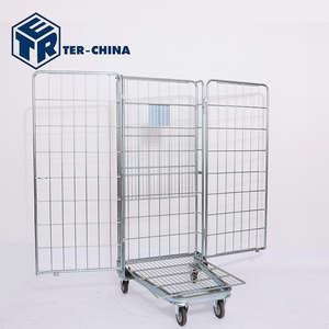 Draadgaas Rolkooi <span class=keywords><strong>Trolley</strong></span> Metalen Gaas Transportrol Container Draadcontainer Met Plank Kooi Rolkooi Handkarren & Trolleys - Product Image 3