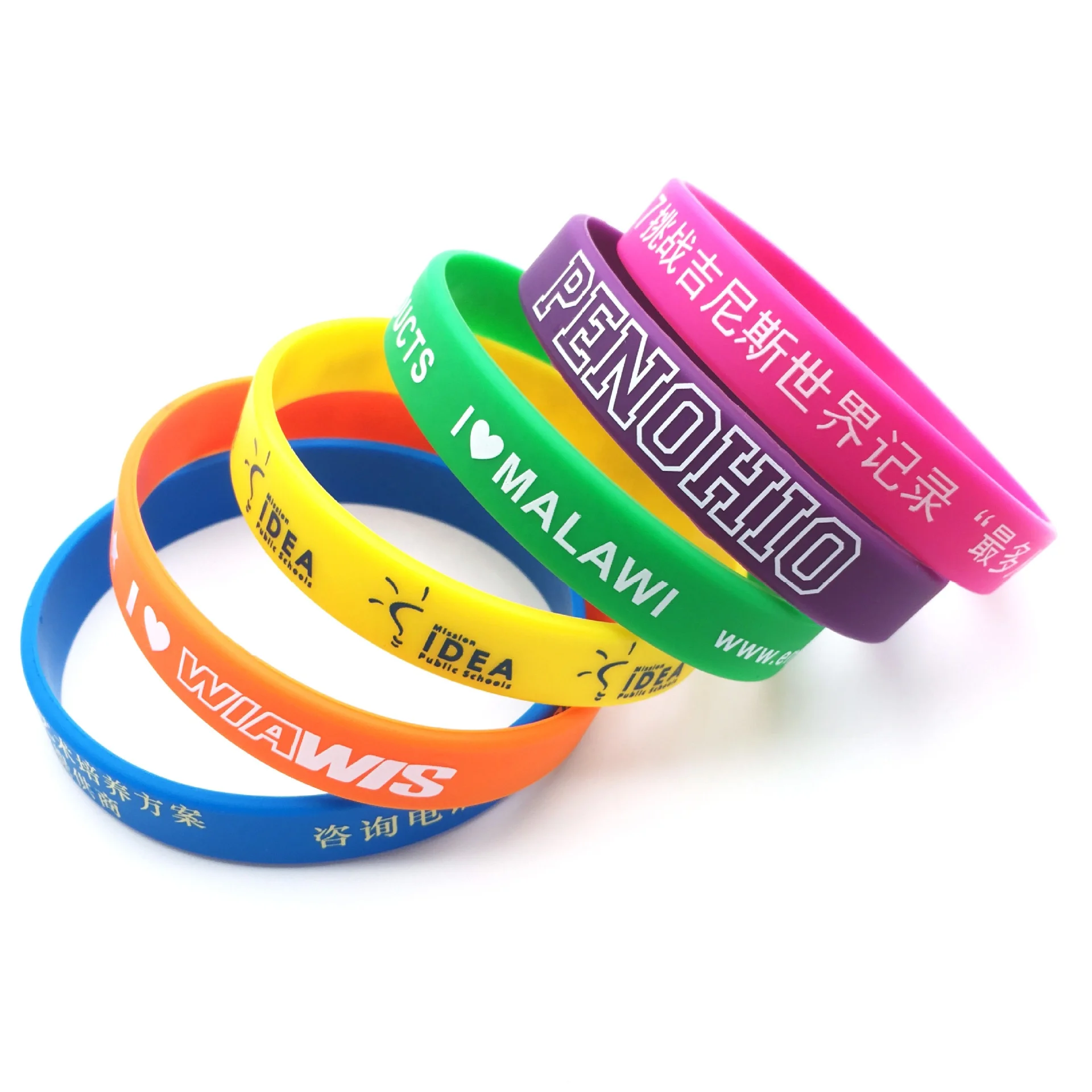 व्यक्तिगत पतली रबर चमक में अंधेरे कस्टम लोगो चूड़ी कलाई बैंड Wristband सिलिकॉन एन कंगन आदमी के लिए बच्चे