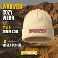 Bonnet d'hiver en tricot côtelé doux avec revers, couleur unie, logo brodé personnalisé, style pêcheur, OEM