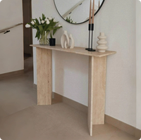 Table console en travertin avec plateau en marbre mat luxueux pour hall d'entrée, salon, coin, meubles, hall d'hôtel