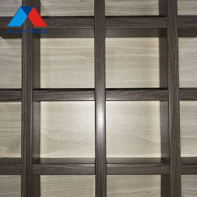 Grain de bois En Aluminium En Métal Plafond Suspendu En Aluminium de Plafond de Cloison
