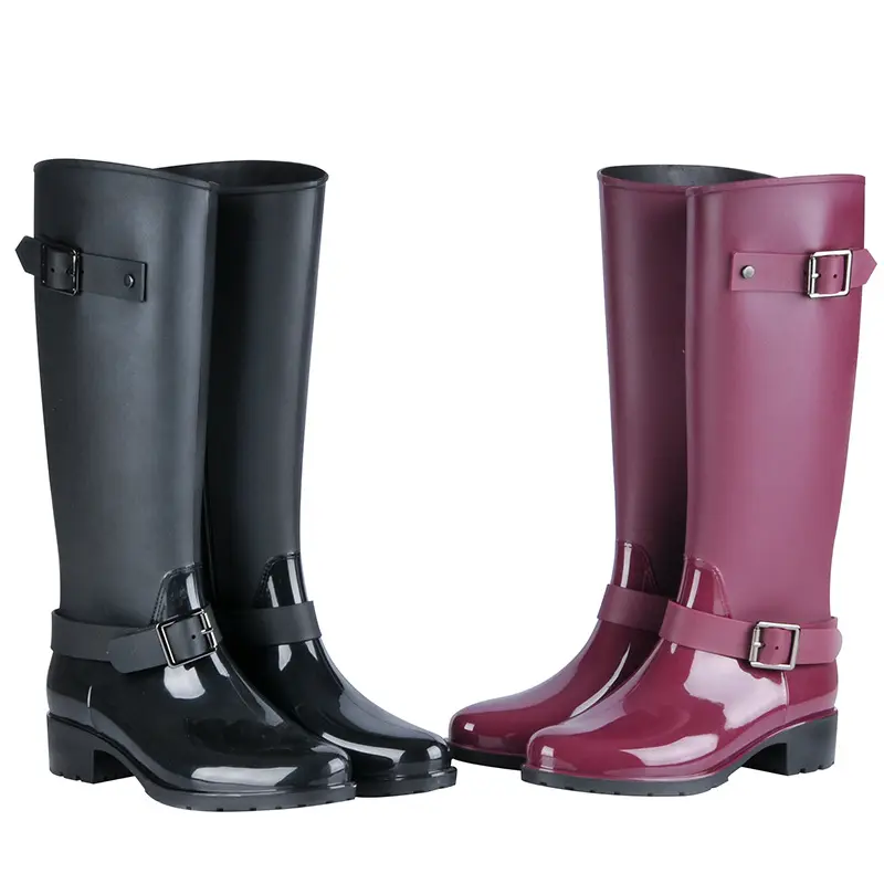 Wholesale Fashion High-Sleeved Women's Rain Boots Non-Slip PVC Rubber Shoes Soft and Anti-Slippery For Seasons