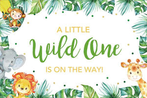 Toile de fond d'anniversaire Jurassic Park avec des feuilles vertes tropicales, fonds de photographie personnalisés, photophone pour baby shower - Product Image 6