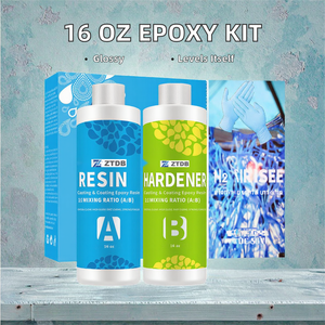 Kit de résine époxy transparente 16 oz pour bijoux et construction, résine bicomposante avec gobelets doseurs, bâtonnets et gants - Adhésifs et produits d'étanchéité - Product Image 3
