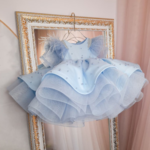 Vestito <span class=keywords><strong>da</strong></span> bambina in lino e garza con tutù stampato, taglie piccole e medie, nuova collezione estiva 2026, per compleanno, stile principessa - Produzione di fabbrica - Product Image 2