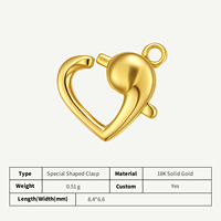 Fermoir de collier en forme de cœur moderne VFOOK Findings, fermoir de bijoux en or véritable Au750 durable pour accessoires DIY