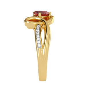 แหวนหัวใจรักชุบทองเงินแท้ 925 ประดับด้วยหัวใจสีชมพู CZ และเพชรคิวบิกเซอร์โคเนียแบบปาเว่สำหรับผู้หญิง ทำด้วยมือ - Product Image 4