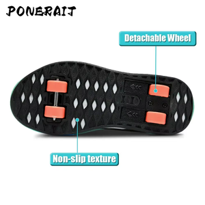 Chaussures à roulettes unisexes à 4 roues, roue avant amovible, semelle extérieure TPR double usage, doublure en coton, <span class=keywords><strong>taille</strong></span> 30-42, bleu/rose/orange - Product Image 3