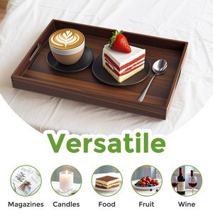 Plateau de service <span class=keywords><strong>en</strong></span> <span class=keywords><strong>bois</strong></span> d'acacia écologique avec poignées, design rectangulaire décoratif pour les fêtes, à utiliser dans le salon, la cuisine, le <span class=keywords><strong>comptoir</strong></span> - Product Image 4