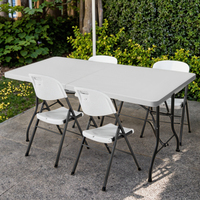 Vente en gros Table pliante blanche pour jardin extérieur en plastique Table rectangulaire pour fêtes Mariage Chaises pliantes en plastique