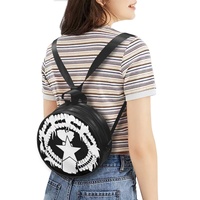 Sac à main rond en PU Saipan Splash personnalisé de qualité supérieure avec bandoulière réglable pour les vacances, les sorties et les cadeaux du Nouvel An