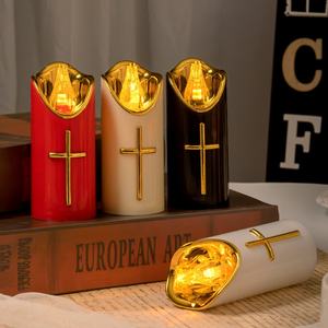 Lampe de cimetière d'extérieur Lumière d'Halloween Église Prière Bougies <span class=keywords><strong>LED</strong></span> en plastique électroniques sans fumée Fonctionnant sur piles - Product Image 2
